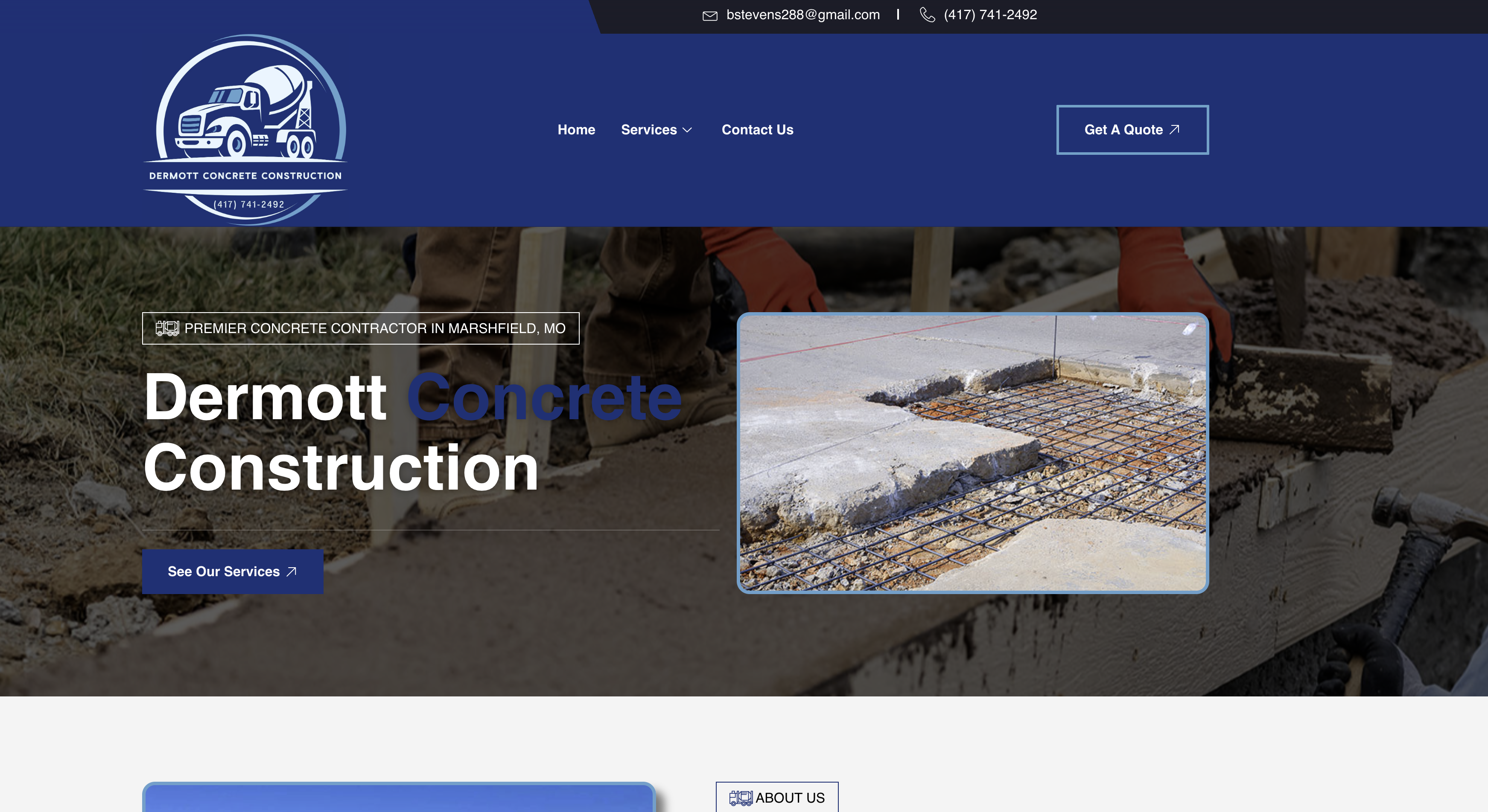 Dermott Concrete Construction website