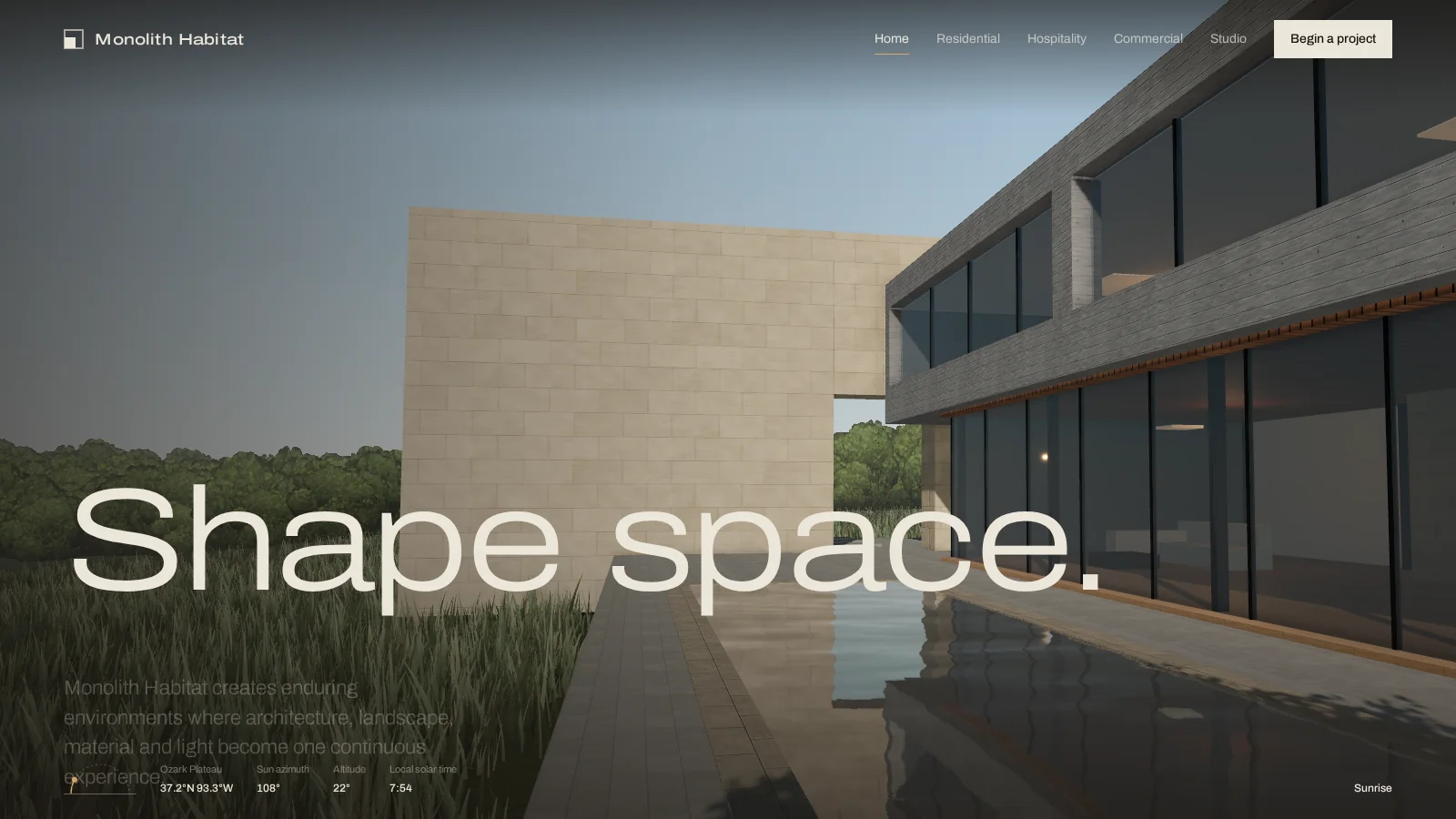 Screenshot of Monolith Habitat website