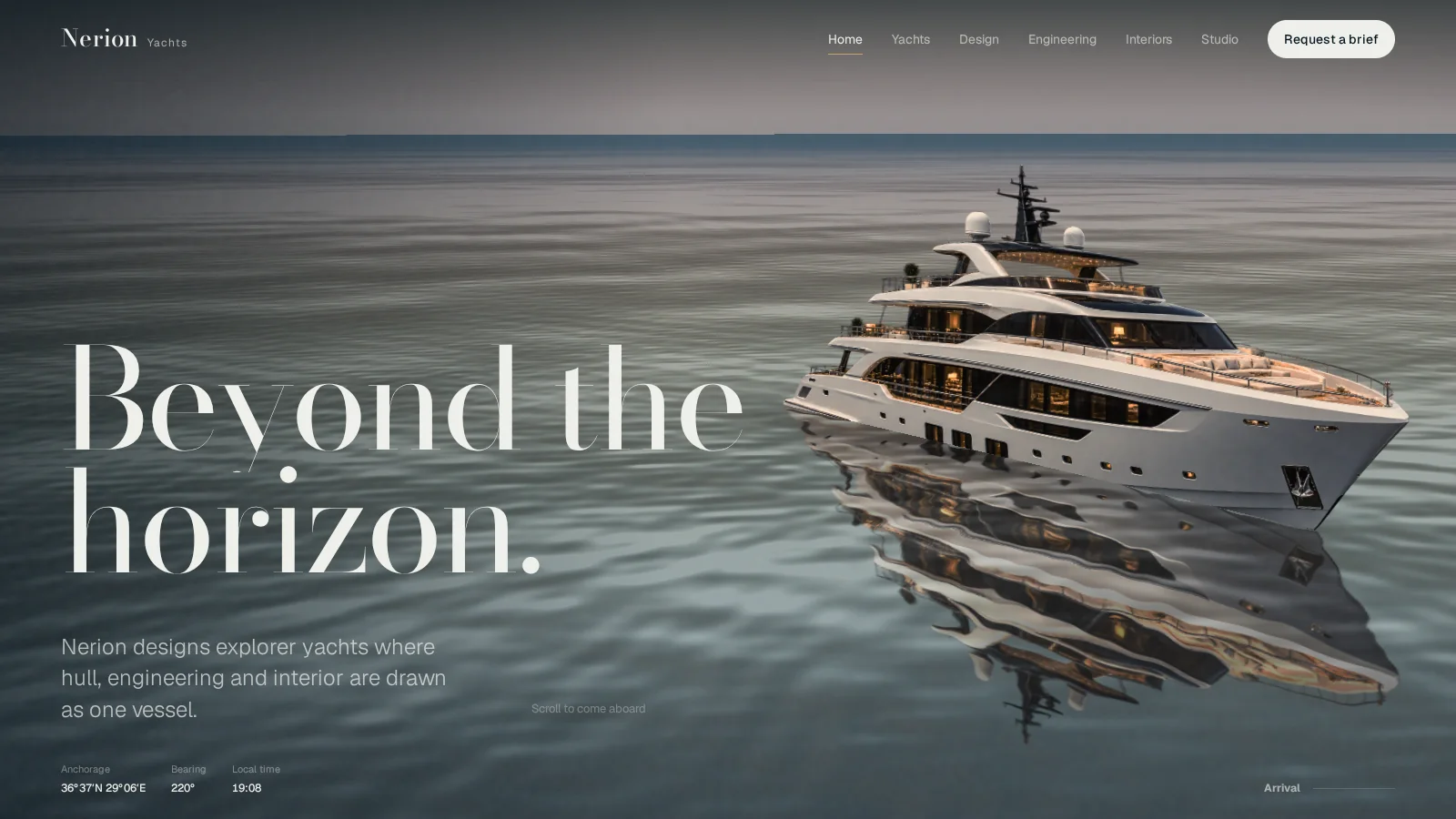 Screenshot of Nerion Yachts website
