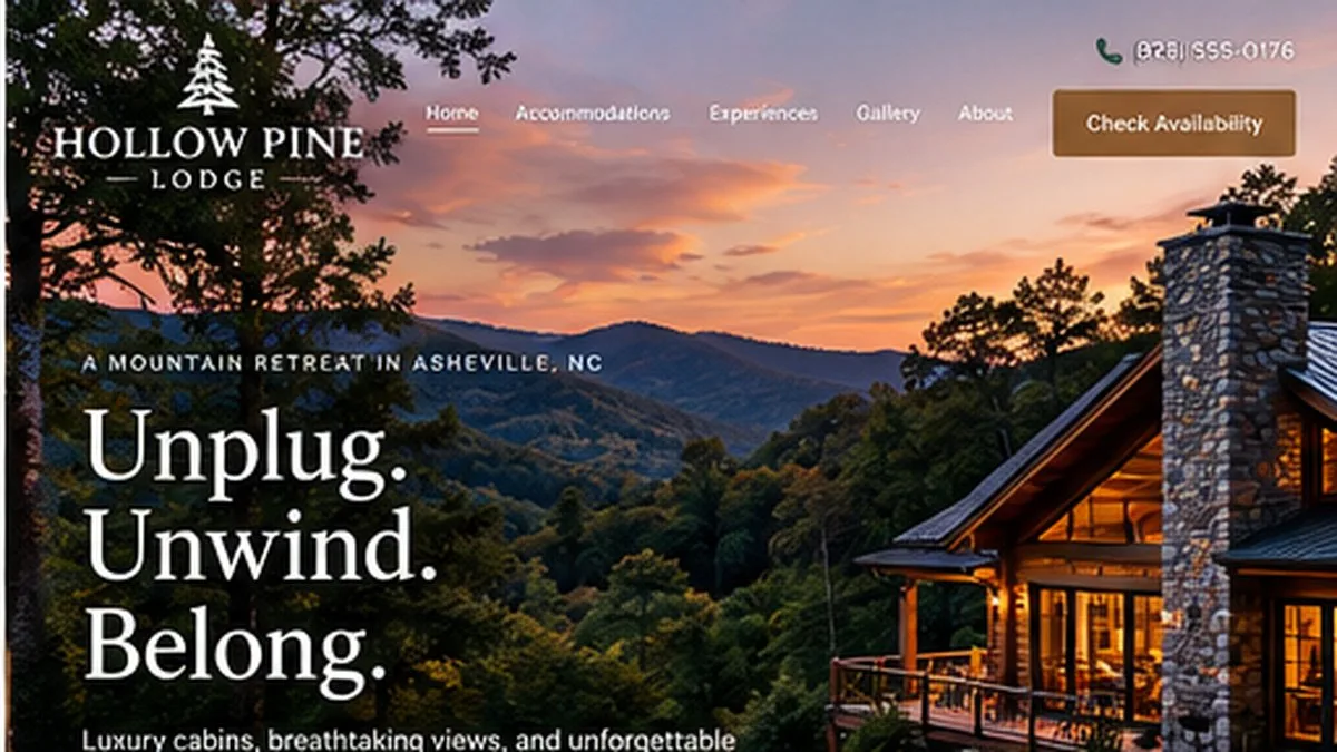 Screenshot of Hollow Pine Lodge website